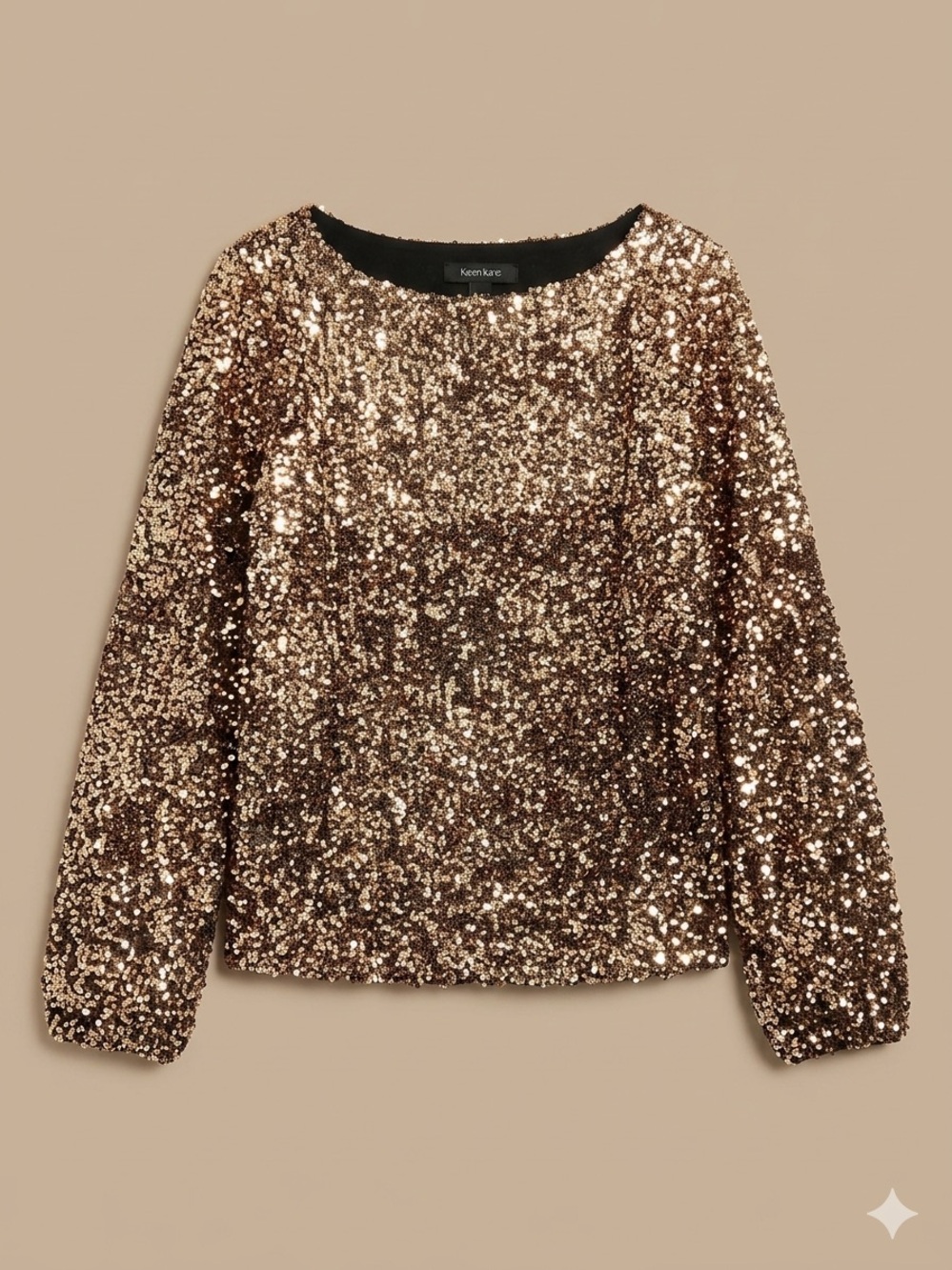 Karen Kane Rose Gold Sequin Crewneck Top